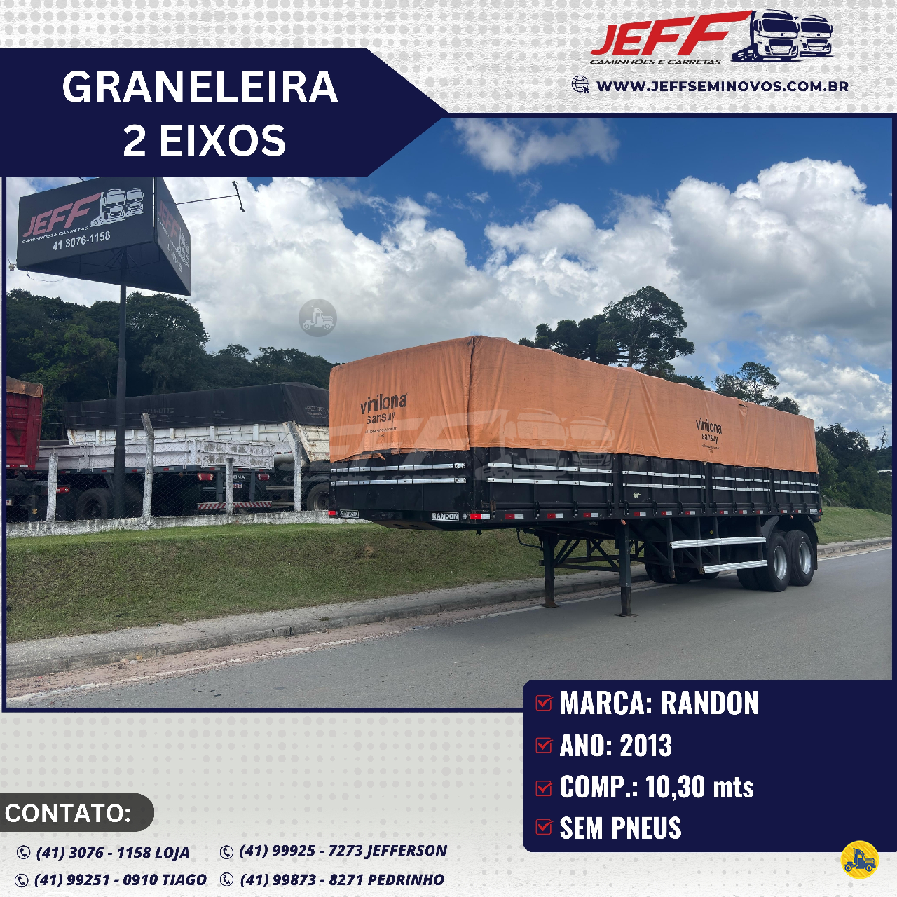 CARRETA SEMI-REBOQUE GRANELEIRO JEFF Seminovos - Caminhões e Carretas MANDIRITUBA PARANÁ PR